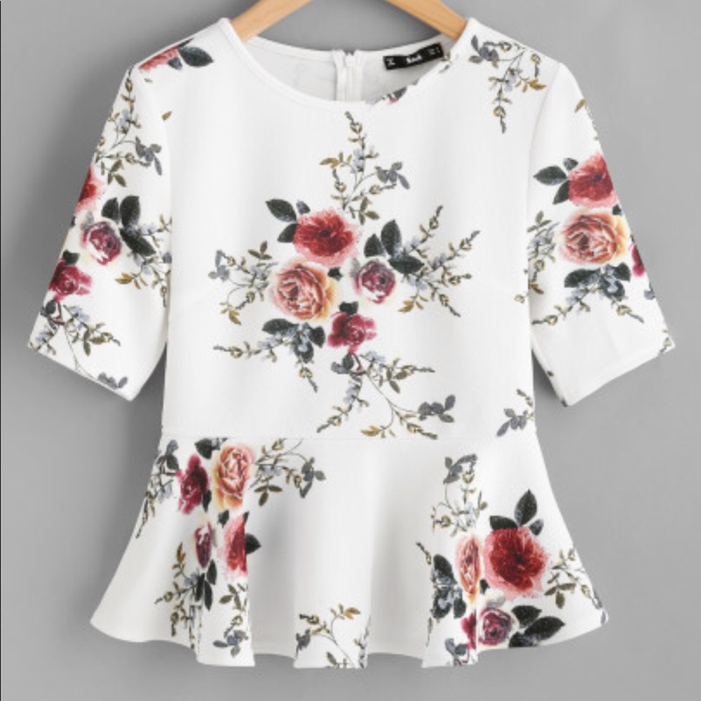 Peplum top white/floral